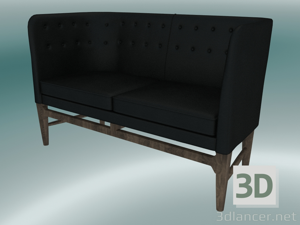 3d model Double sofa Mayor (AJ6, H 82cm, 62x138cm, Smoked oiled oak, Leather - Black Silk) - preview