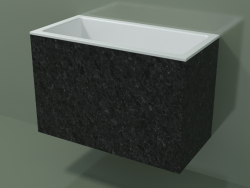 Wall-mounted washbasin (02R143101, Nero Assoluto M03, L 72, P 36, H 48 cm)