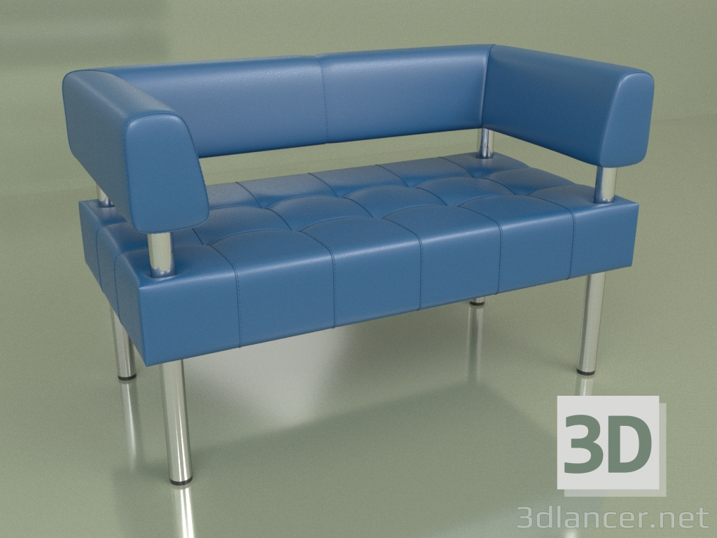 modèle 3D Canapé double Business (Cuir bleu) - preview