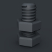 3d model bolt with nut - preview