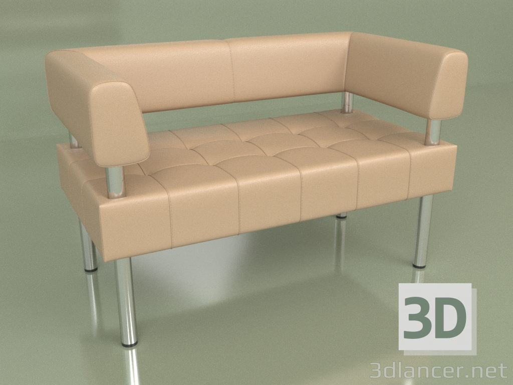 3D modeli Çift kişilik kanepe Business (Bej deri) - önizleme