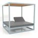 3D Modell Couch mit hohen festen Lattenrosten mit Decke (Blaugrau) - Vorschau