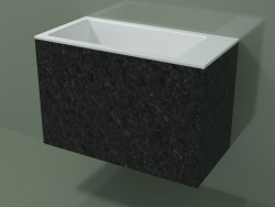 Wall-mounted washbasin (02R143102, Nero Assoluto M03, L 72, P 36, H 48 cm)