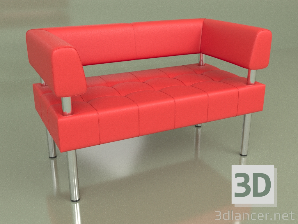 3d model Sofá doble Business (piel Red2) - vista previa