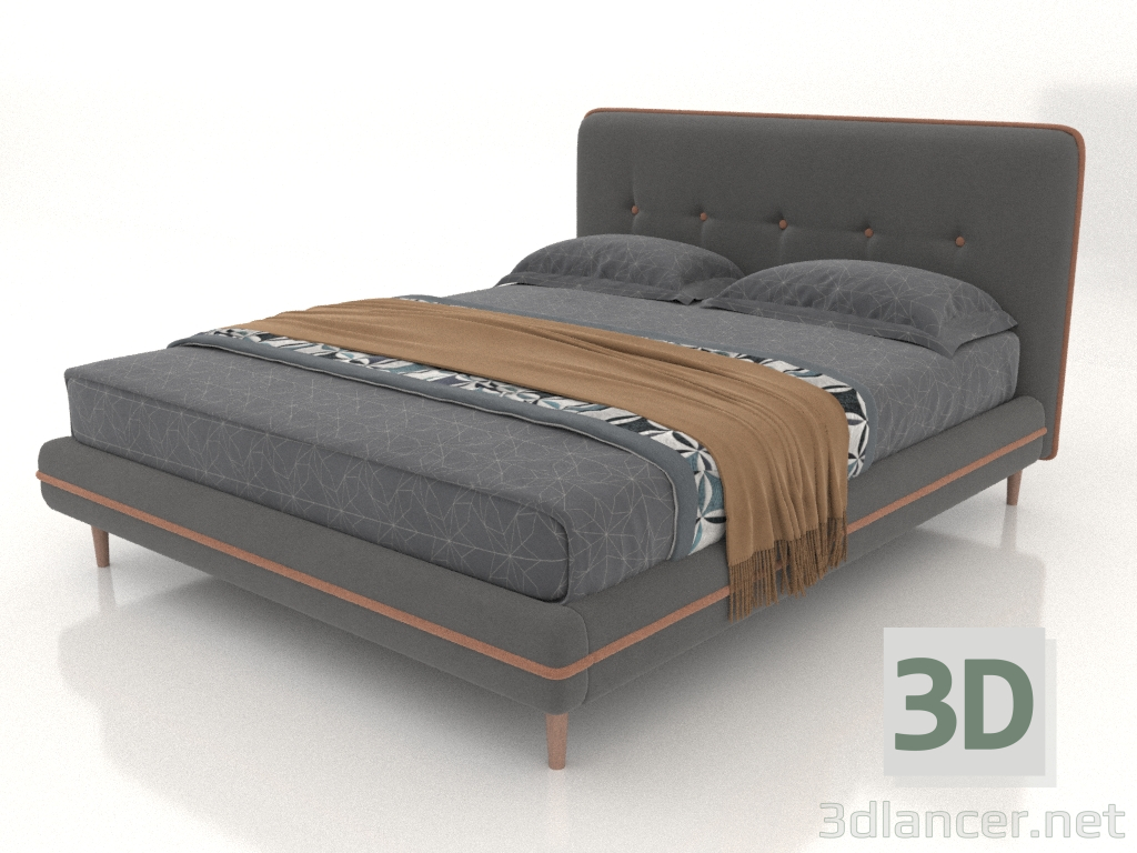 modèle 3D Lit Madeira 160x200 (gris-marron) - preview