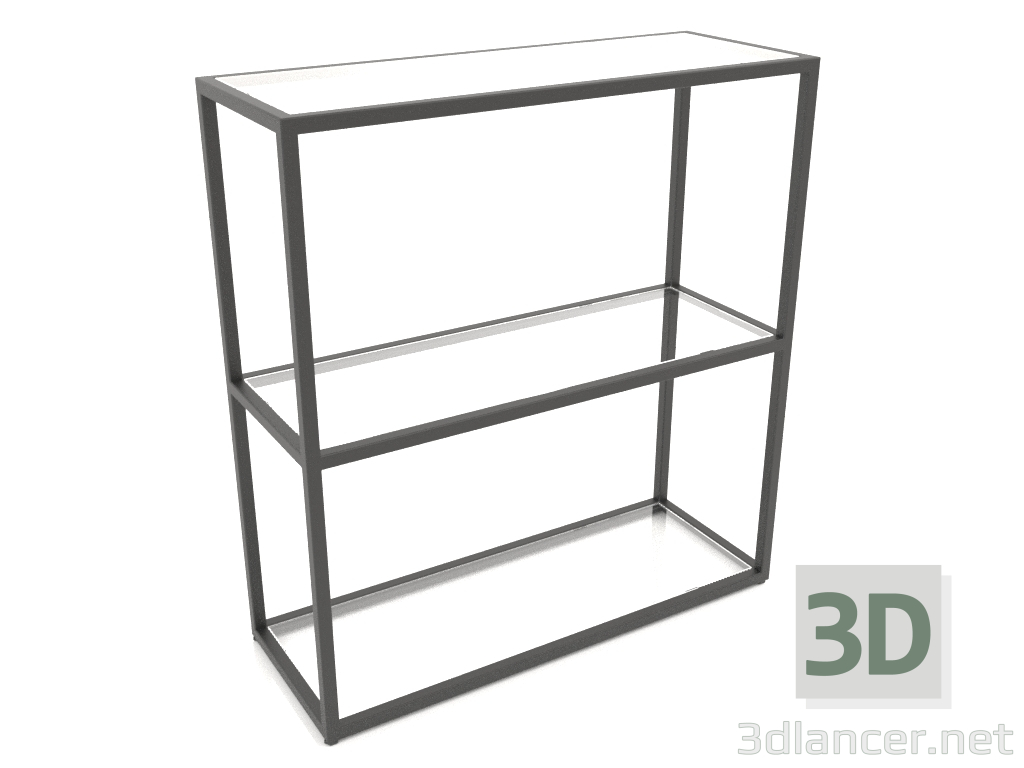 modello 3D Console rack rettangolare (VETRO, 80x30x86, 3 ripiani) - anteprima