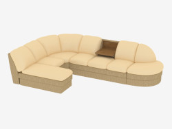 Modular corner sofa with combined upholstery
