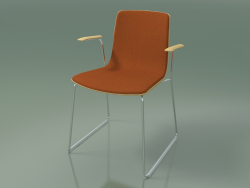 Cadeira 3937 (sobre patins, com braços, guarnição frontal, bétula natural)