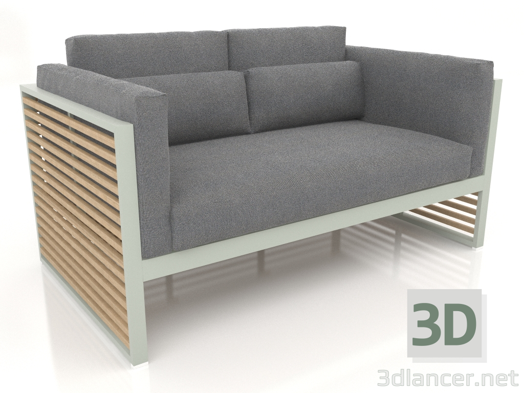 modèle 3D Canapé 2 places avec dossier haut (Gris ciment) - preview