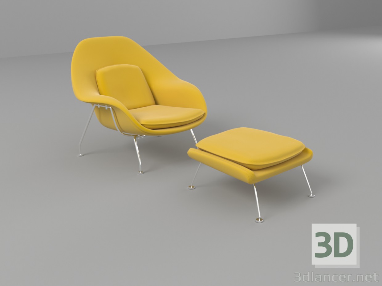3d Womb Chair And Ottoman model buy - render