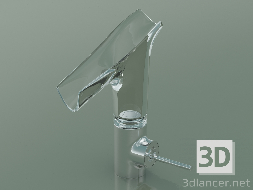 modello 3D Miscelatore monocomando lavabo 140 con bocca in vetro (12112000) - anteprima