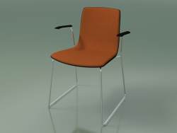 Cadeira 3937 (sobre patins, com braços, guarnição frontal, bétula preta)