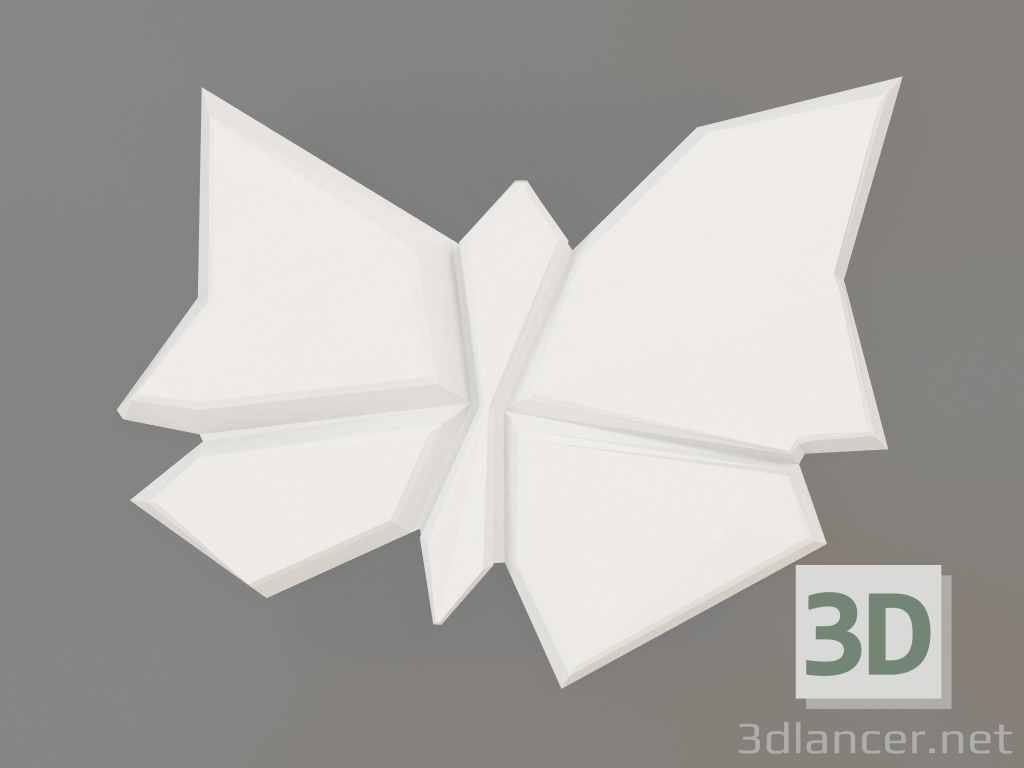 Modelo 3d Painel 3D de gesso Borboleta - preview