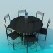 3d модель Круглий стіл зі стільцями – превью