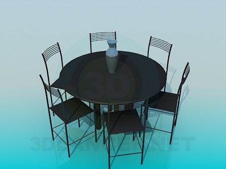 3d model Round table with chairs | 6153 | 3dlancer.net