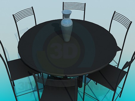 3d model Round table with chairs - preview 3d model Round table with chairs - preview