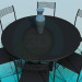 modèle 3D Table ronde avec chaises - preview