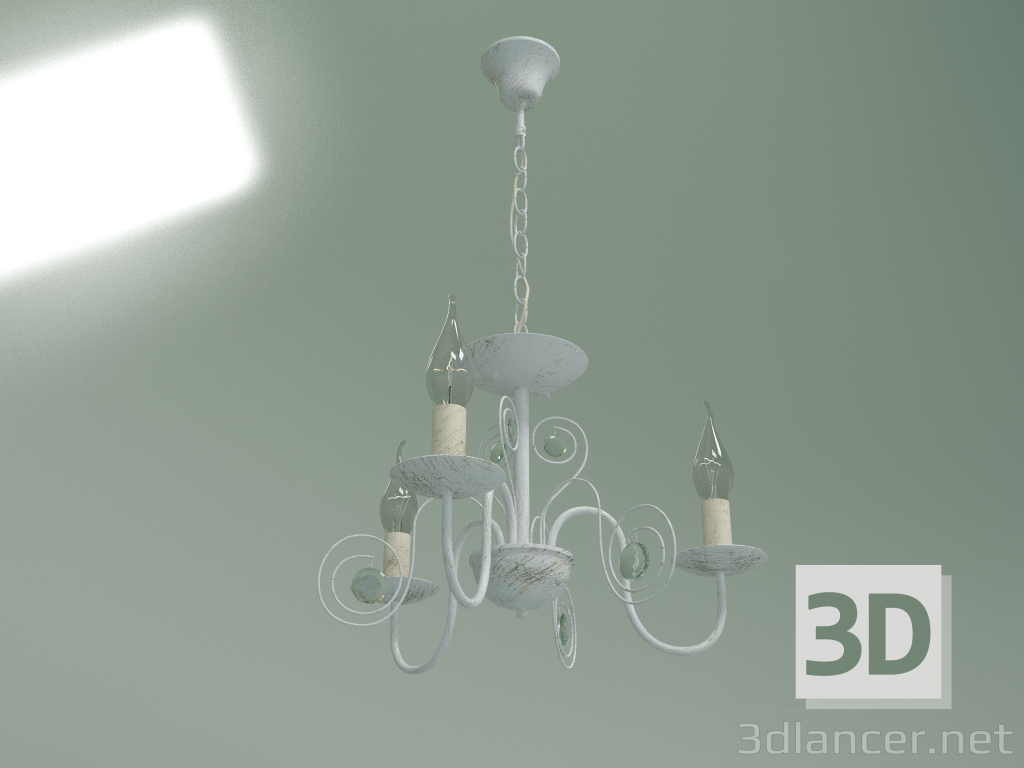 3d model Hanging chandelier 60018-3 (white with gold) - preview