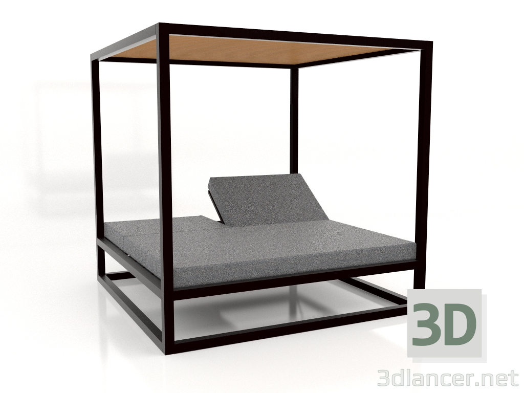 3d model Couch with high fixed slats with a ceiling (Black) - preview