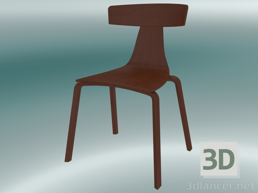 modello 3D Sedia impilabile REMO sedia in legno (1415-20, frassino noce) - anteprima