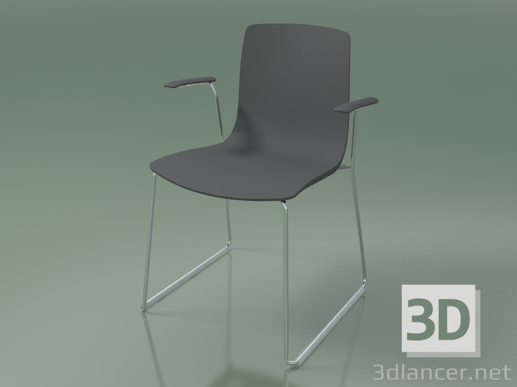 modello 3D Sedia 3946 (su rotaie, con braccioli, polipropilene) - anteprima