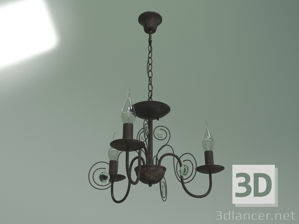 3d model Pendant chandelier 60018-3 (black with gold) - preview