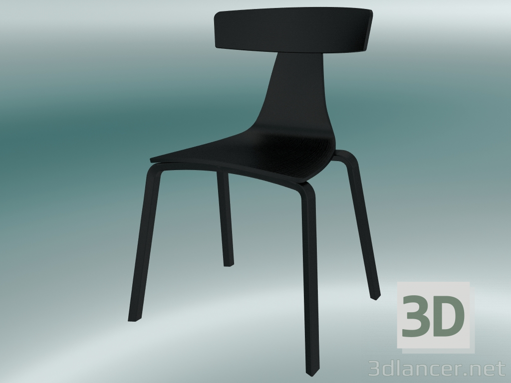 modello 3D Sedia impilabile REMO sedia in legno (1415-20, frassino nero) - anteprima