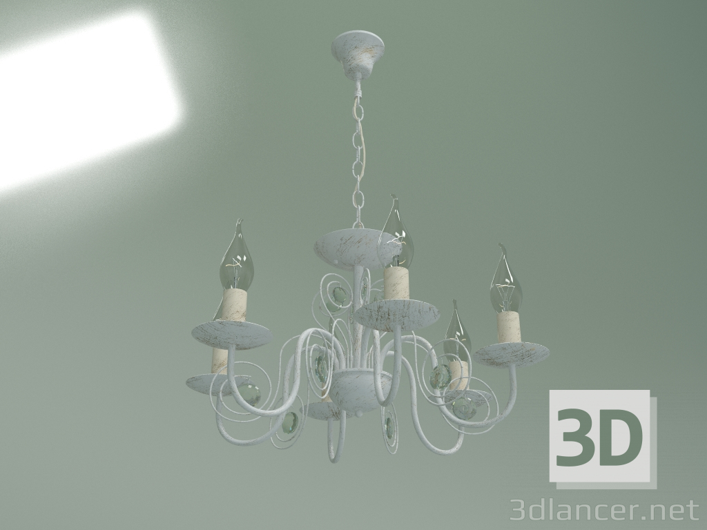 3d model Pendant chandelier 60018-6 (white with gold) - preview