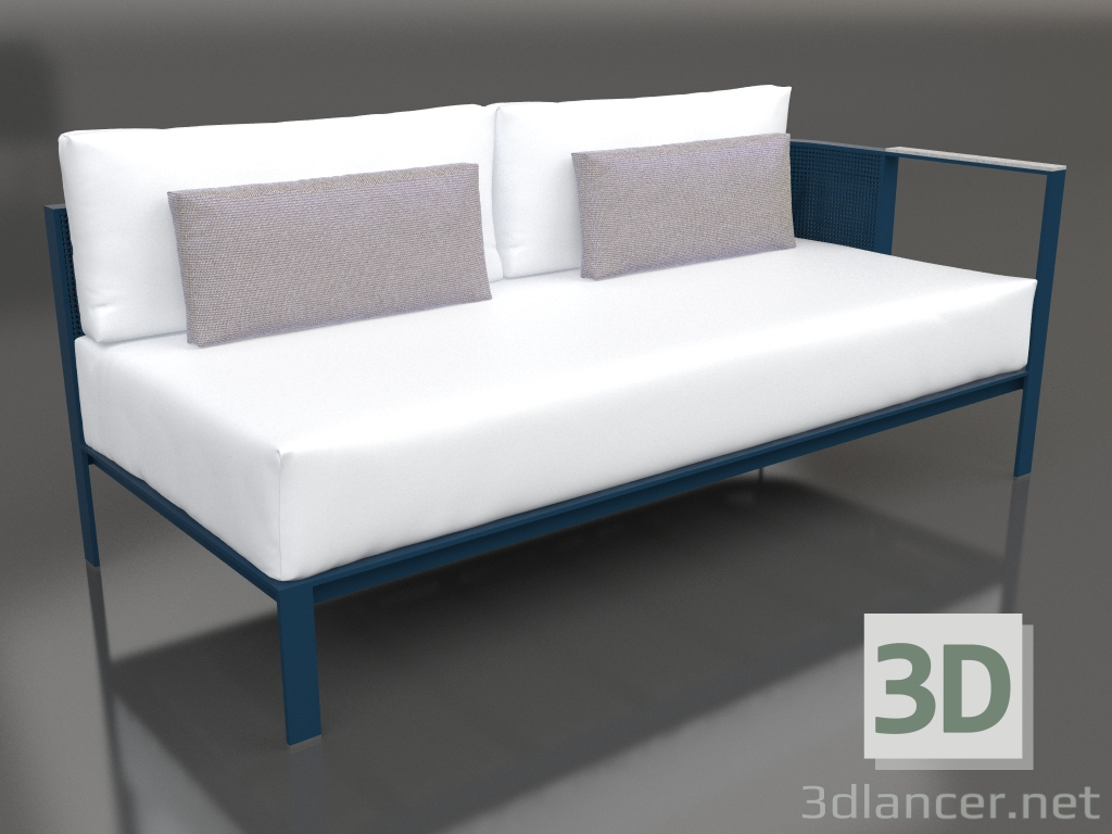modèle 3D Module canapé, section 1 droite (Gris bleu) - preview