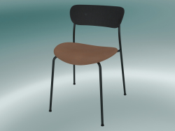Chair Pavilion (AV3, H 76cm, 50x52.5cm, Rovere laccato nero, Pelle - Cognac Silk)