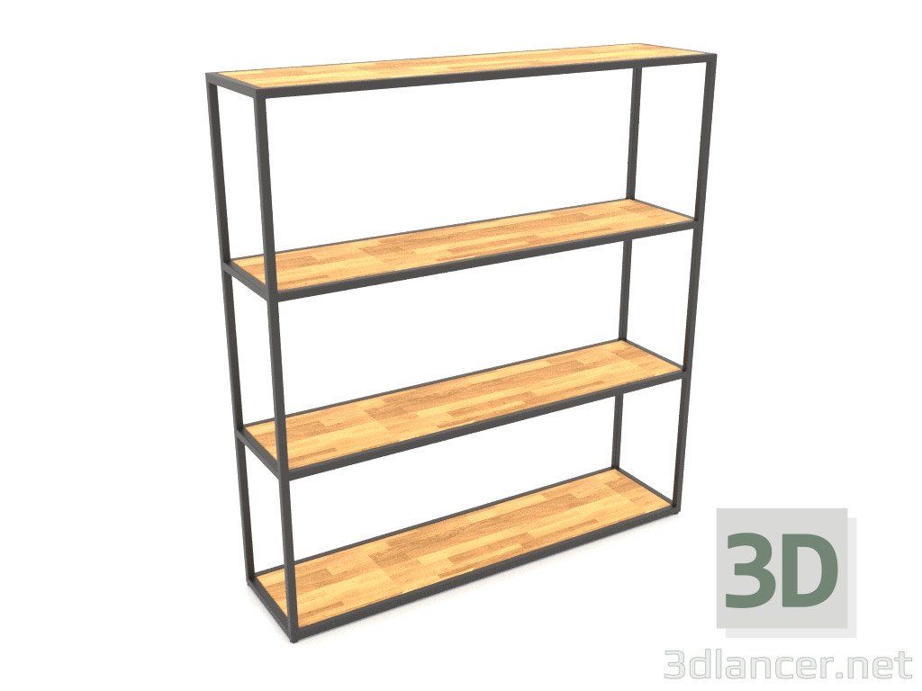 modello 3D Scaffale rettangolare (LEGNO, 120x30x128, 4 ripiani) - anteprima