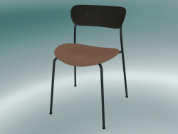 Chair Pavilion (AV3, H 76cm, 50x52.5cm, Noce, Pelle - Seta cognac)