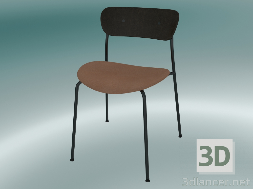 3d model Pabellón de la silla (AV3, H 76cm, 50x52.5cm, Nogal, Cuero - Seda coñac) - vista previa