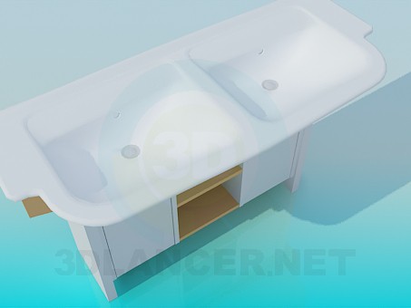 3d model Two sinks on a bedside table - preview 3d model Two sinks on a bedside table - preview