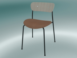 Chair Pavilion (AV3, H 76cm, 50x52.5cm, Rovere laccato, Pelle - Cognac Silk)