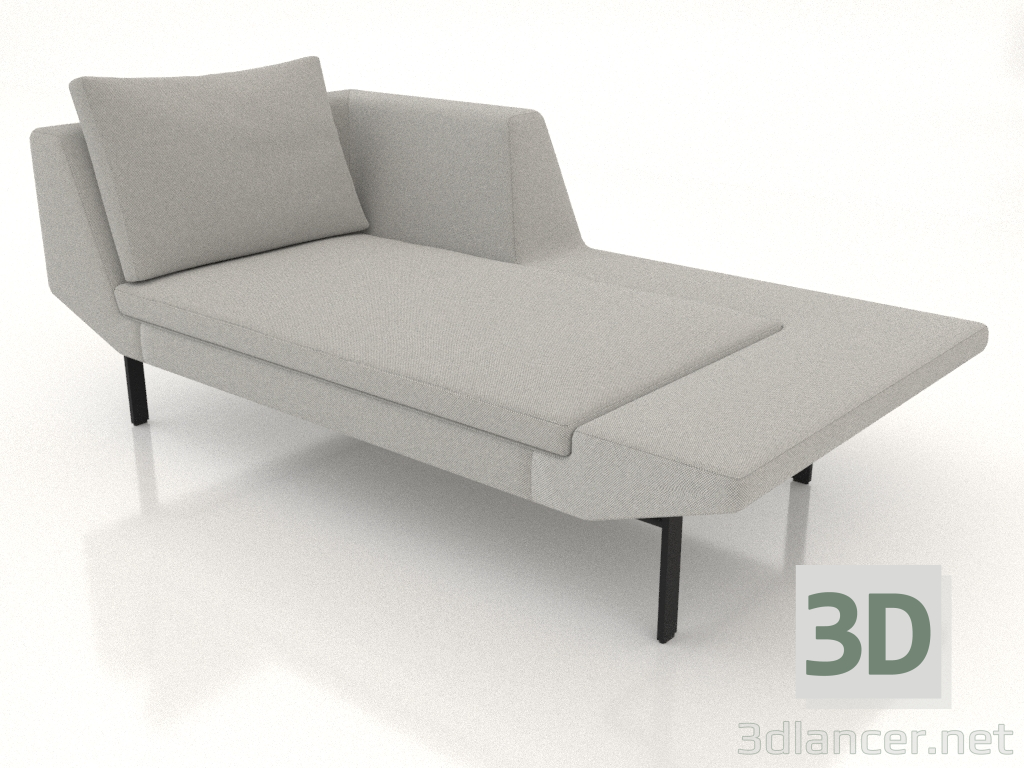 3d model Chaise longue 177 with an armrest on the left (metal legs) - preview