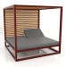 3D Modell Couch mit erhöhten festen Lattenrosten und Decke (Weinrot) - Vorschau