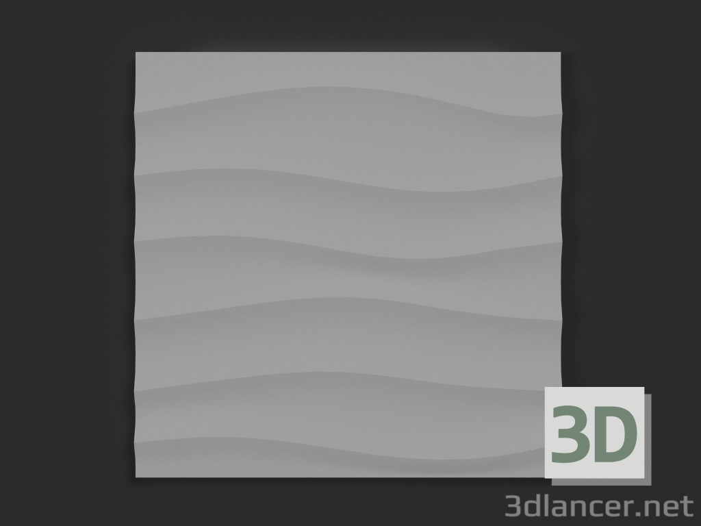 modèle 3D Panneau de plâtre 3D Wave horizontal grand - preview