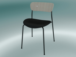 Pavilhão para cadeiras (AV3, A 76cm, 50x52,5cm, Carvalho lacado, Couro - Seda preta)