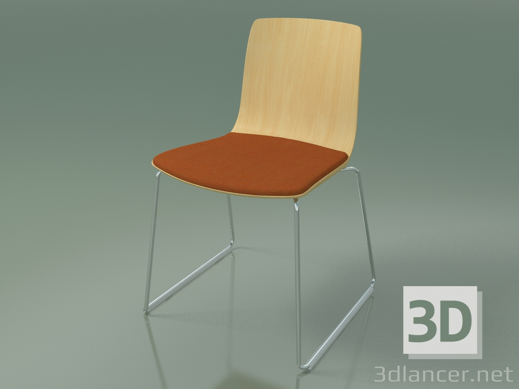 Modelo 3d Cadeira 3981 (em um trenó, com um travesseiro no assento, bétula natural) - preview