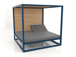 Couch mit erhöhten festen Lattenrosten und Decke (Graublau)