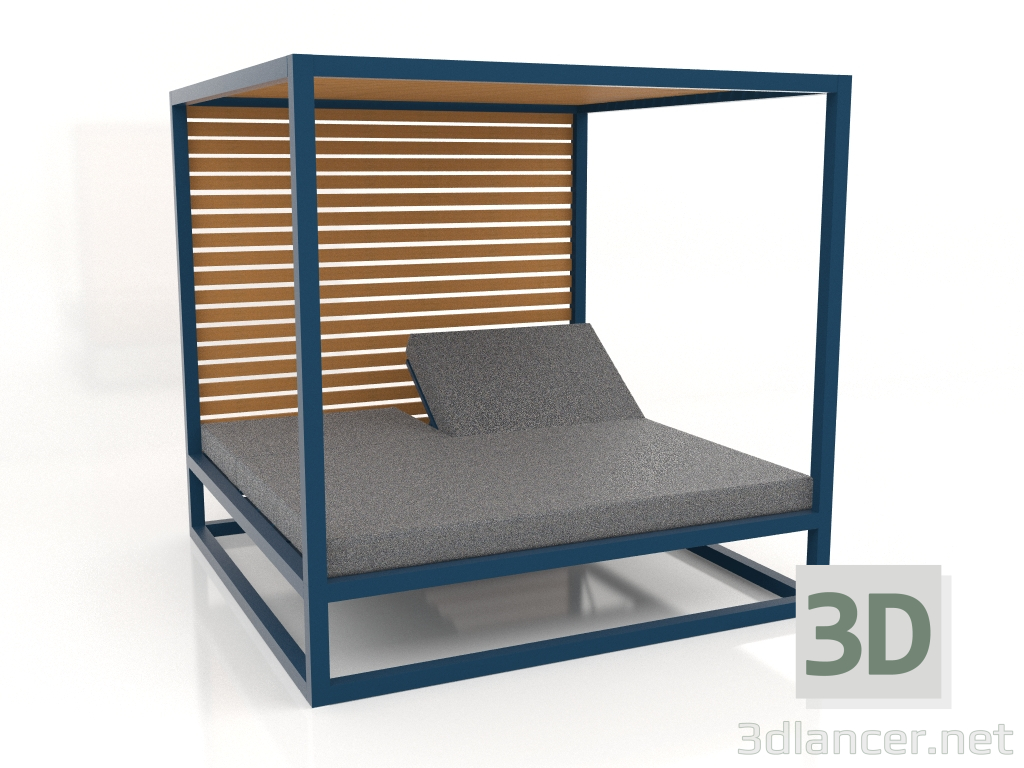 3D Modell Couch mit erhöhten festen Lattenrosten und Decke (Graublau) - Vorschau