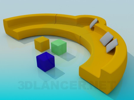 modelo 3D Sofá semicircular - escuchar modelo 3D Sofá semicircular - escuchar