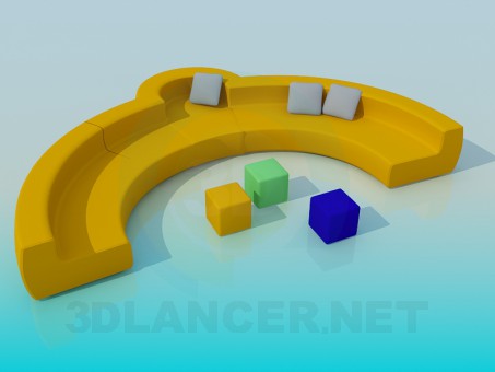 modelo 3D Sofá semicircular - escuchar modelo 3D Sofá semicircular - escuchar