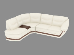 sofá de canto de couro com um bar