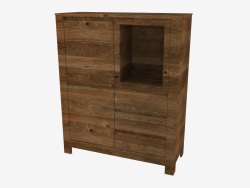 Chest of drawers with glass (114 x 138 x 44 cm)