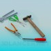 modèle 3D Pinces, ciseaux, marteau, tournevis, pinces - preview