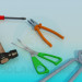 3d model Hammer, pliers, scissors, screwdriver, pliers - preview