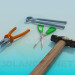 modèle 3D Pinces, ciseaux, marteau, tournevis, pinces - preview