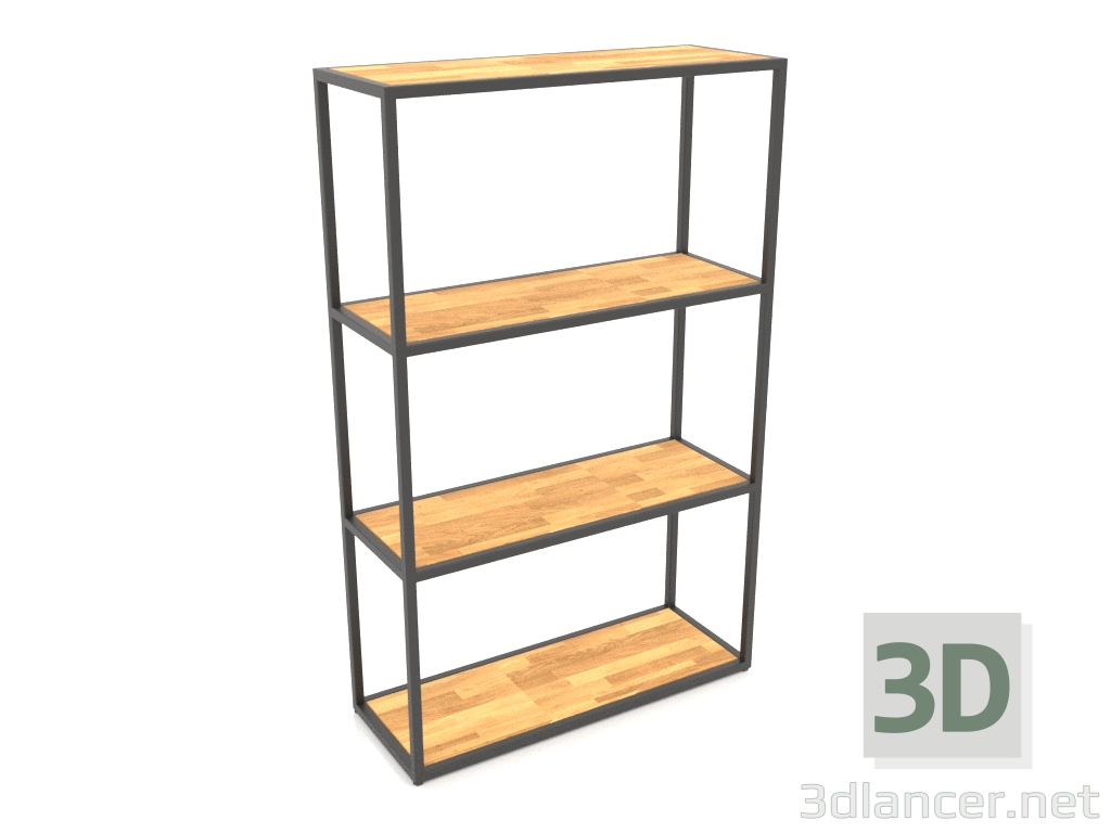 modello 3D Scaffale rettangolare (WOOD, 80x30x128, 4 ripiani) - anteprima